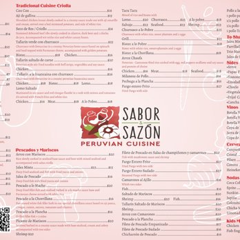 Costa Peruana con Sabor y Sazon menu 1